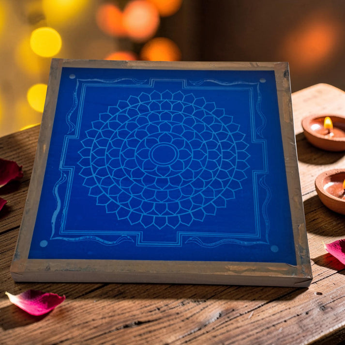 Rangly Sri Rama Yantra Rangoli Design Stencil Wooden 13x13 Inches Pack