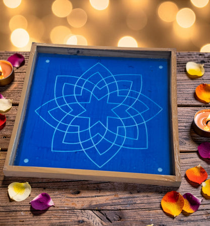 Rangly Hruday Kamal Kolam Rangoli Design Stencil Wooden 13x13 Inches Pack of 1 piece