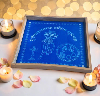 Rangly Satyanarayana Pooja Rangoli Design Stencil Wooden 13x13 Inches Pack of 1 piece