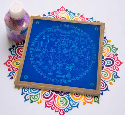 Rangly Chaitrangan  Model 2 Rangoli Design Stencil Wooden 13x13 Inches Pack of 1 piece