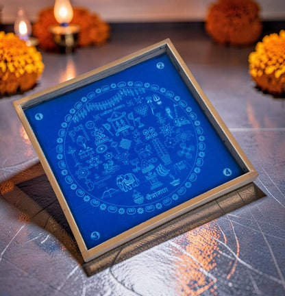 Rangly Chaitrangan  Model 2 Rangoli Design Stencil Wooden 13x13 Inches Pack of 1 piece