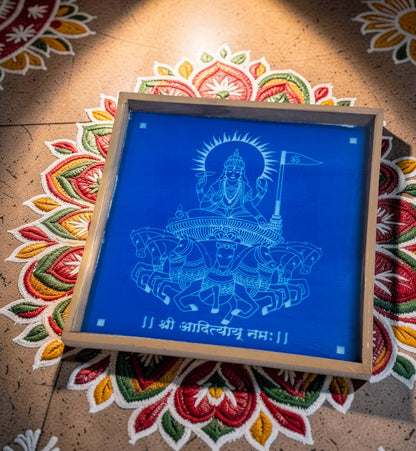 Rangly Surya  Bhagwan Rangoli Design Stencil Wooden 13x13 Inches Pack of 1 piece