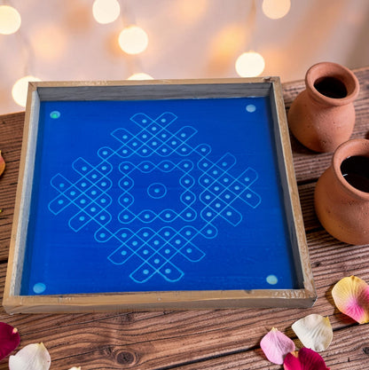 Rangly Kambi Kolam Model 2 Rangoli Design Stencil Wooden 13x13 Inches Pack of 1 piece