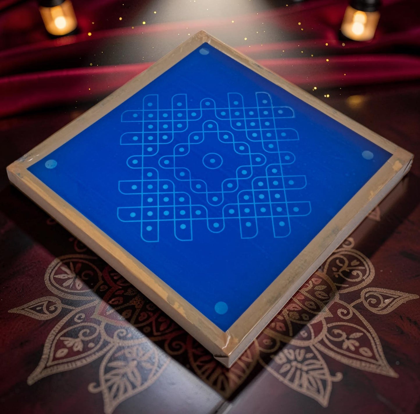 Rangly Kambi Kolam Model 2 Rangoli Design Stencil Wooden 13x13 Inches Pack of 1 piece