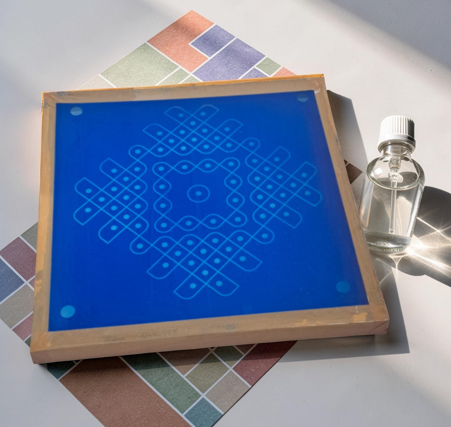 Rangly Kambi Kolam Model 2 Rangoli Design Stencil Wooden 13x13 Inches Pack of 1 piece