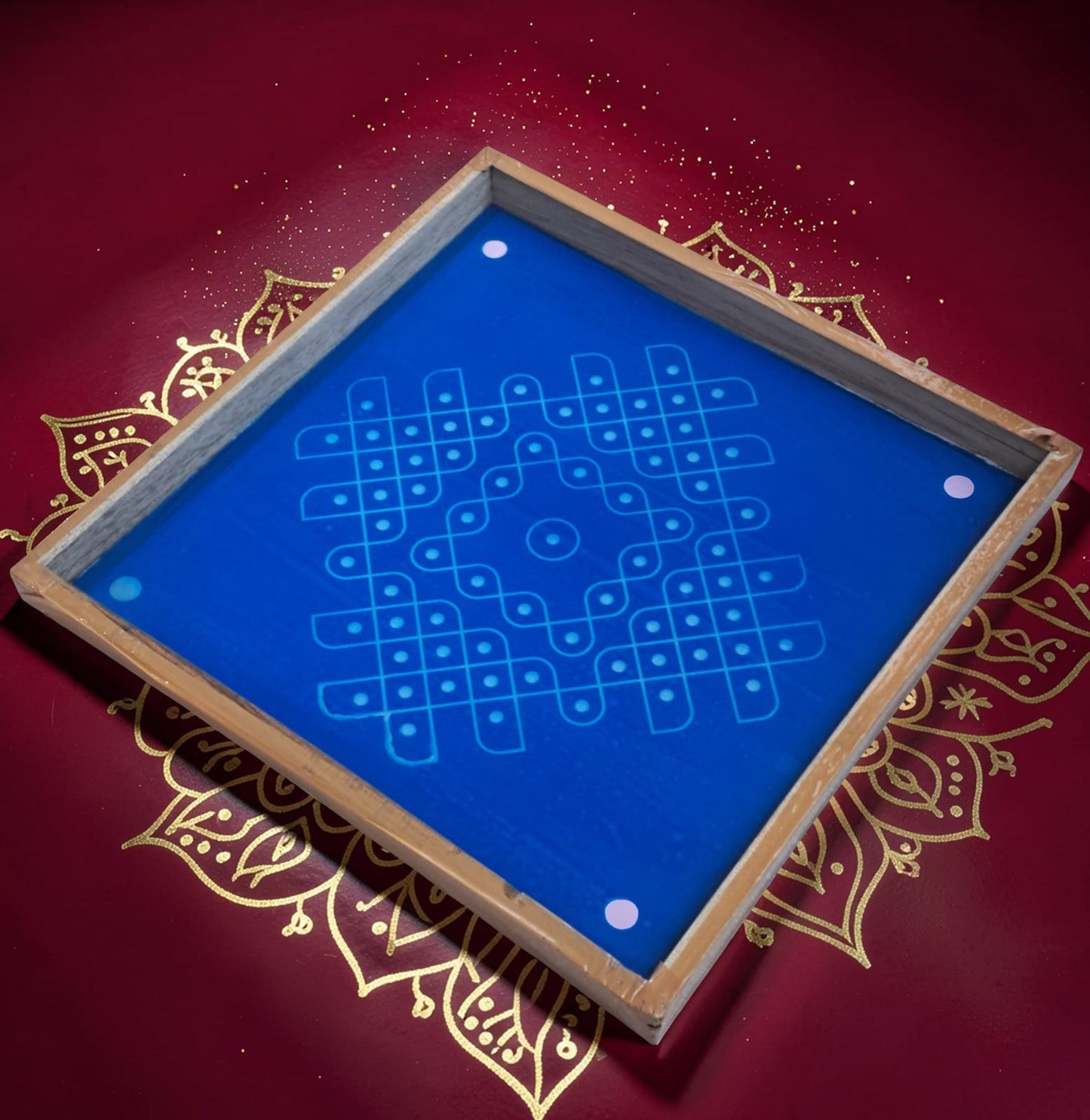 Rangly Kambi Kolam Model 2 Rangoli Design Stencil Wooden 13x13 Inches Pack of 1 piece