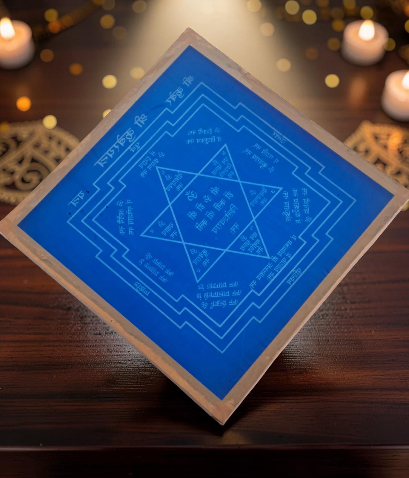 Rangly Shri Kubera Yantra Rangoli Design Stencil Wooden 13x13 Inches Pack of 1 piece