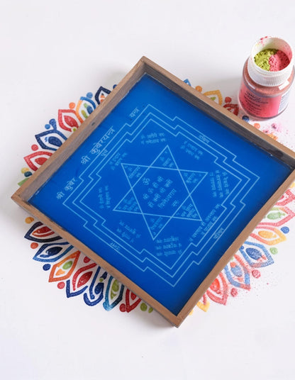 Rangly Shri Kubera Yantra Rangoli Design Stencil Wooden 13x13 Inches Pack of 1 piece