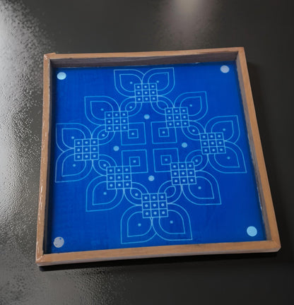 Rangly Kambi Kolam Model 4 Rangoli Design Stencil Wooden 13x13 Inches Pack of 1 piece