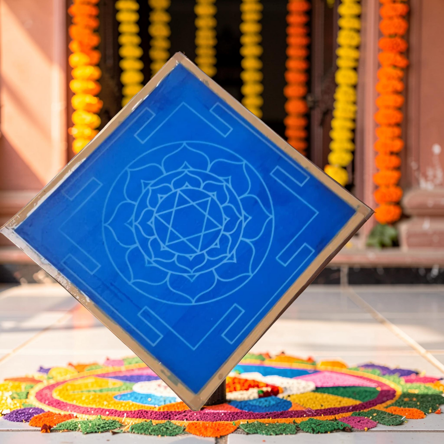 Rangly Jumbo Bhubaneshwari Yantra Rangoli Design Stencil Wooden 40x40 Inches Pack of 1 piece