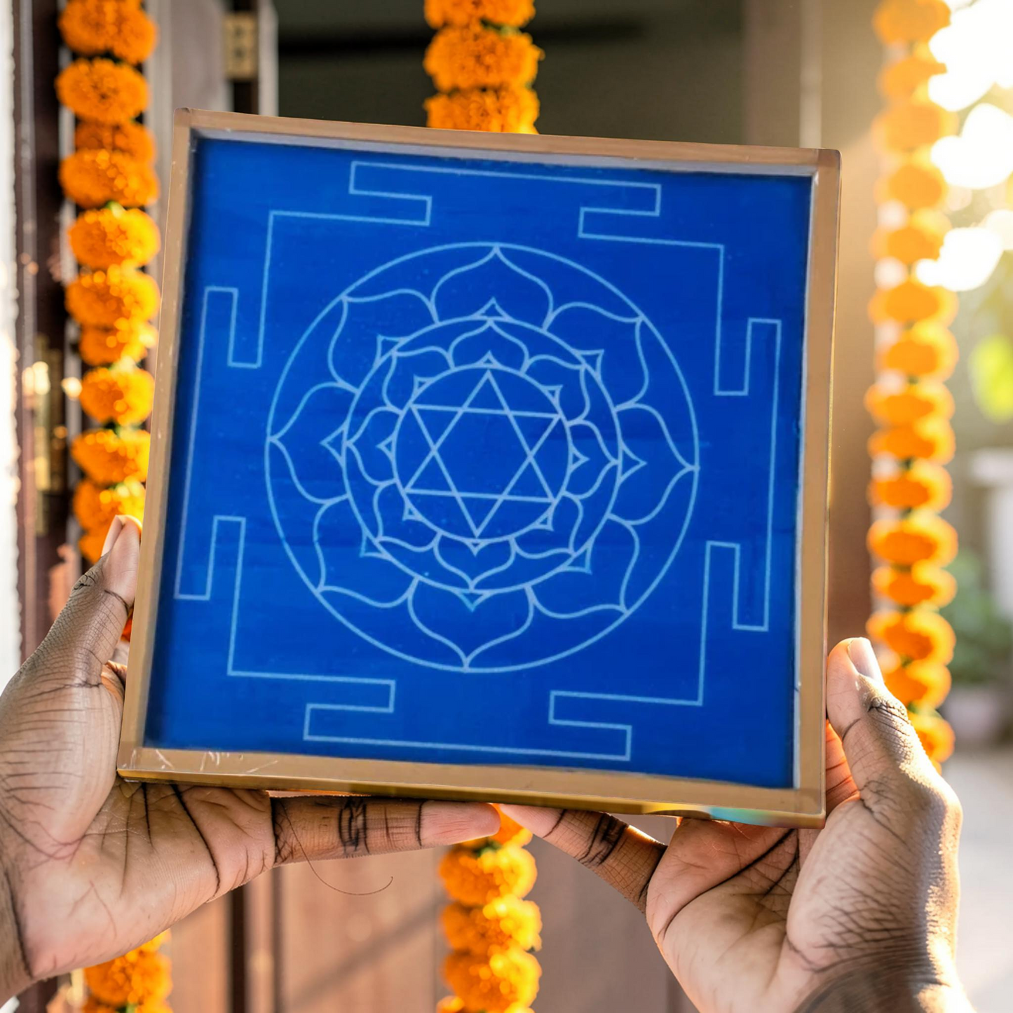 Rangly Jumbo Bhubaneshwari Yantra Rangoli Design Stencil Wooden 40x40 Inches Pack of 1 piece