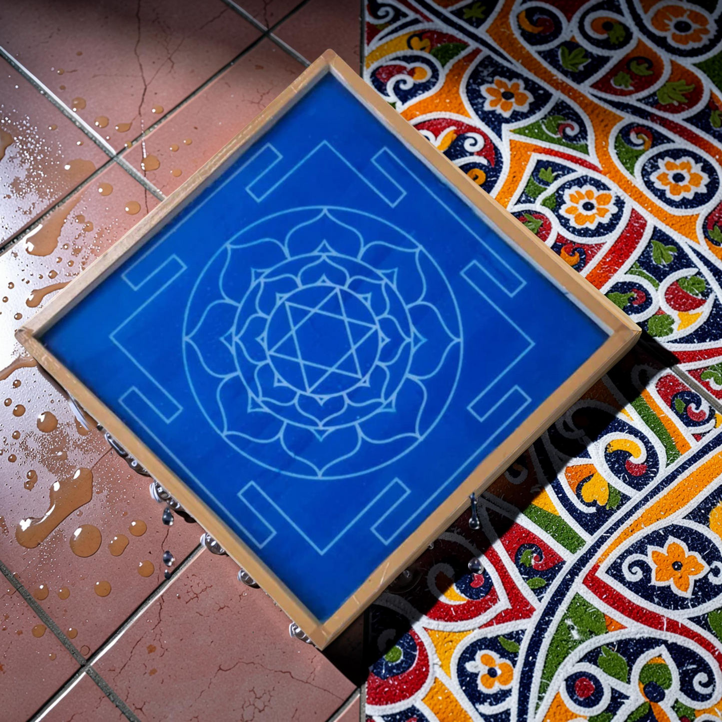 Rangly Jumbo Bhubaneshwari Yantra Rangoli Design Stencil Wooden 25x25 Inches Pack of 1 piece