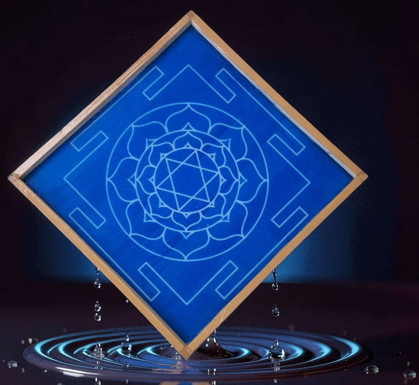 Rangly  Bhubaneshwari Yantra Rangoli Design Stencil Wooden 13x13 Inches Pack of 1 piece