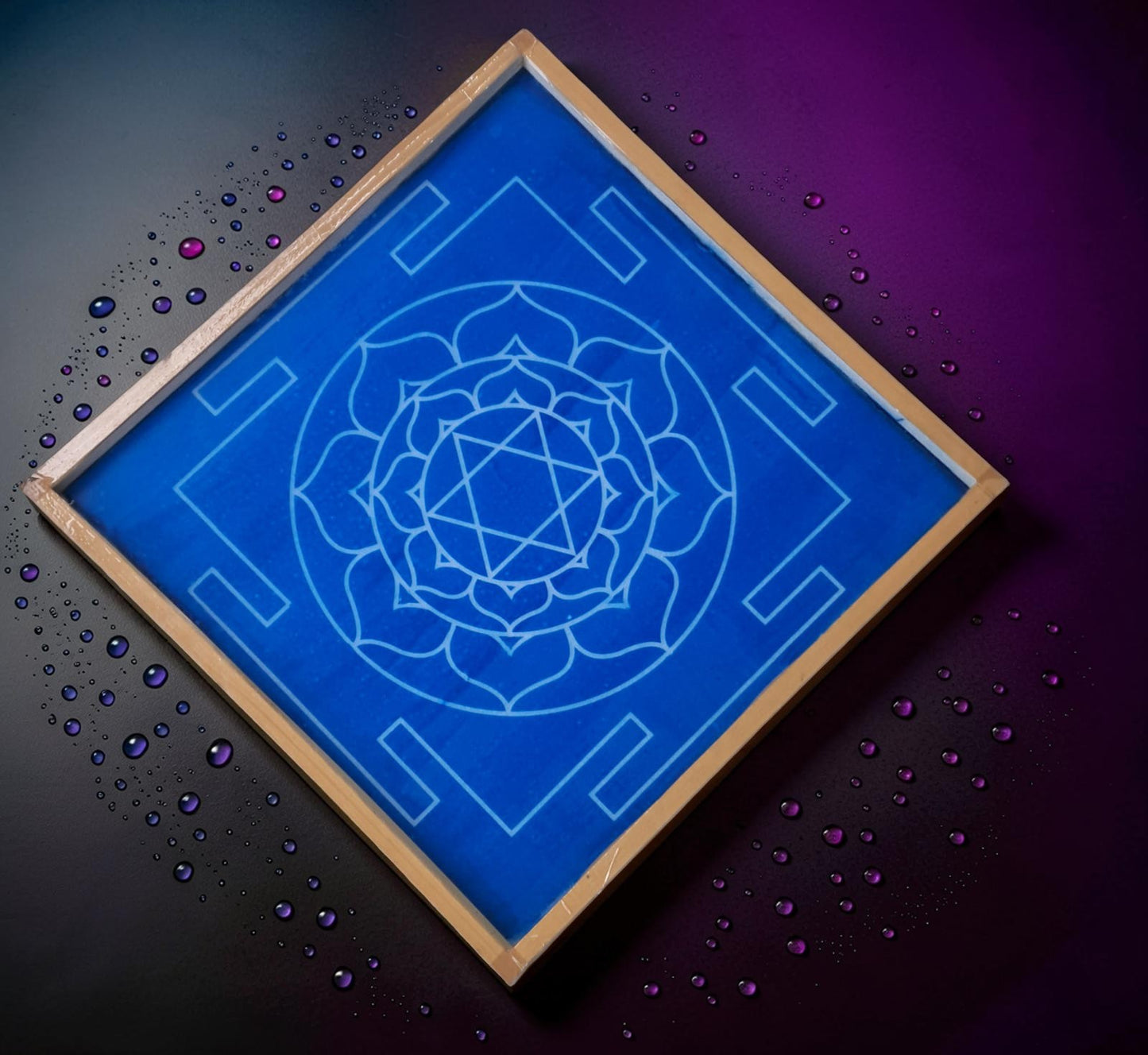 Rangly  Bhubaneshwari Yantra Rangoli Design Stencil Wooden 13x13 Inches Pack of 1 piece