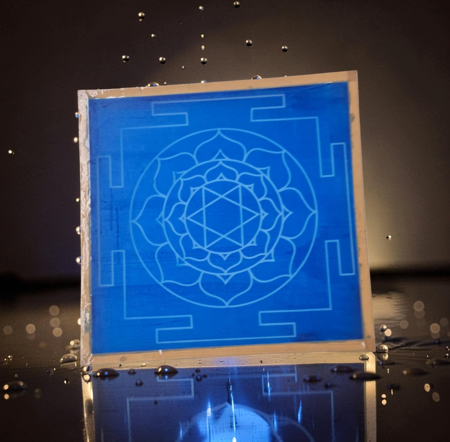 Rangly  Bhubaneshwari Yantra Rangoli Design Stencil Wooden 13x13 Inches Pack of 1 piece