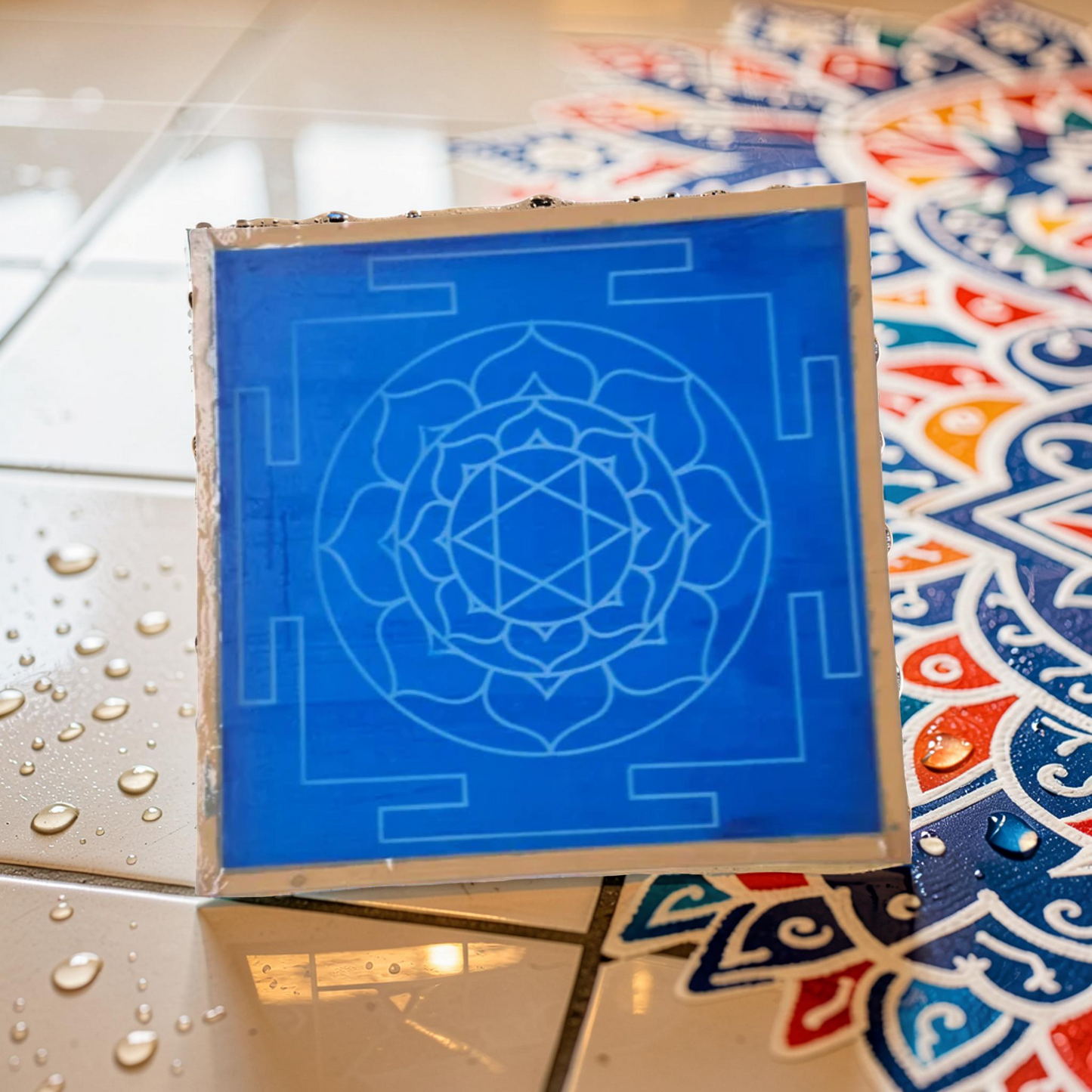 Rangly Jumbo Bhubaneshwari Yantra Rangoli Design Stencil Wooden 25x25 Inches Pack of 1 piece
