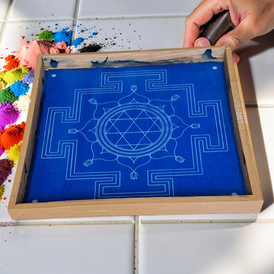 Rangly Jumbo Durga Mandala Yantra Rangoli Stencil Wooden 25x25 Inches Pack of 1 piece