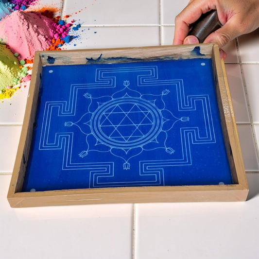 Rangly  Jumbo Durga Mandala Yantra Rangoli Design Stencil Wooden 40x40 Inches Pack of 1 piece