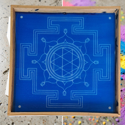Rangly Durga  Mandala Yantra Rangoli Design Stencil Wooden 13x13 Inches Pack of 1 piece