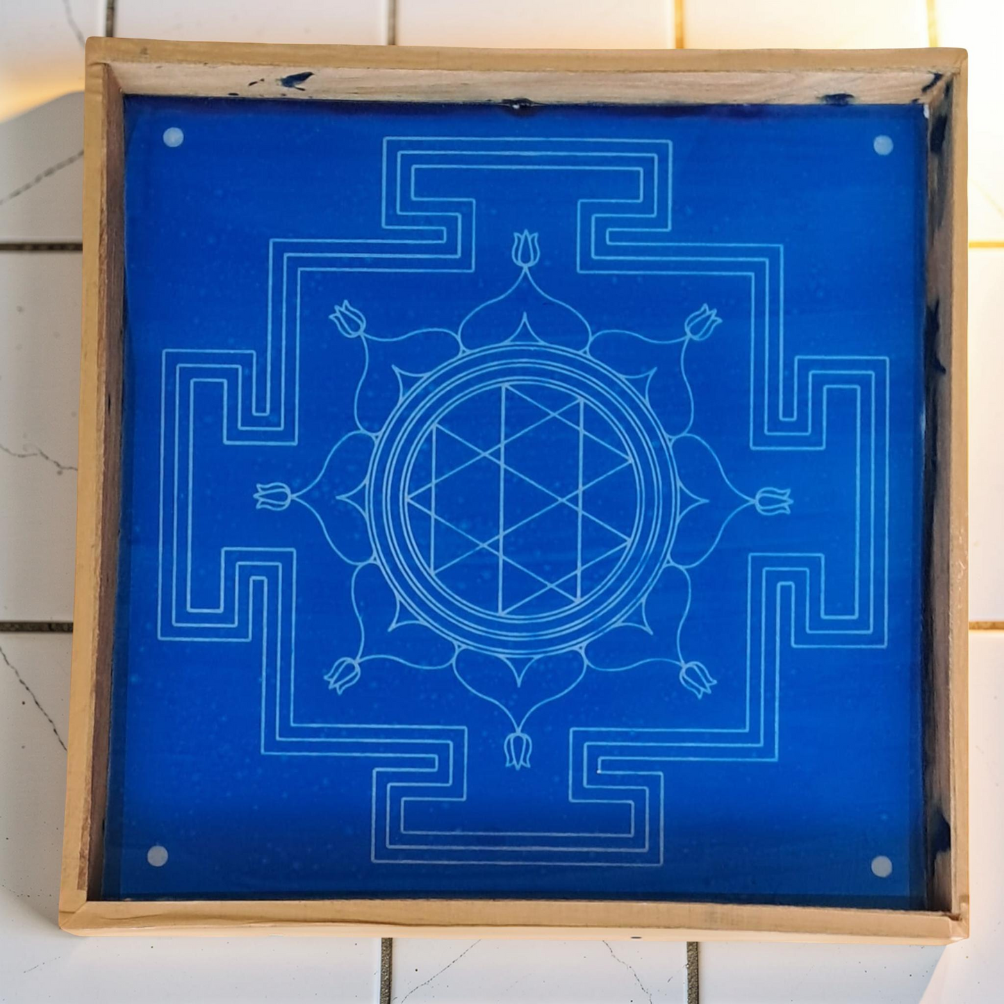 Rangly  Jumbo Durga Mandala Yantra Rangoli Design Stencil Wooden 40x40 Inches Pack of 1 piece