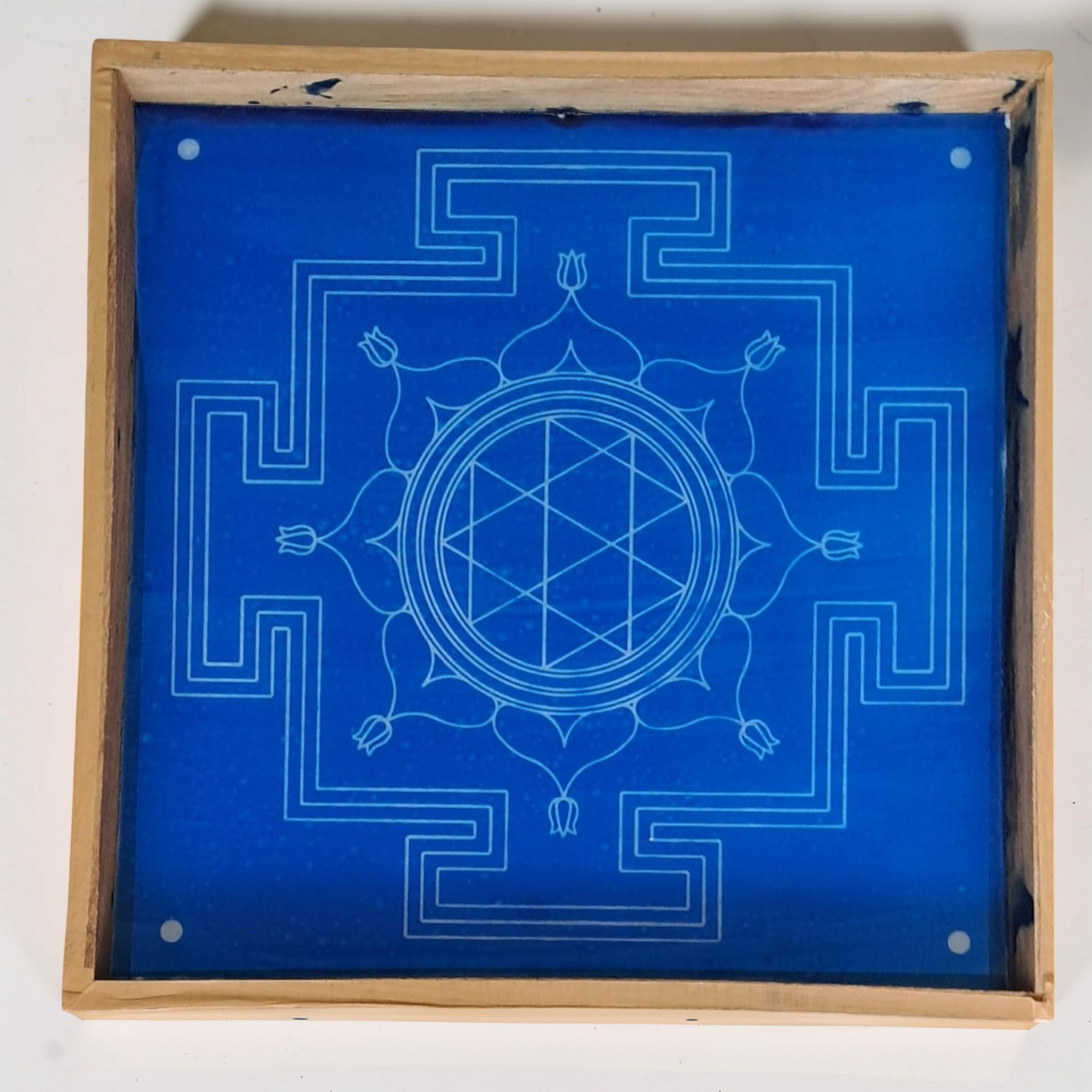 Rangly Jumbo Durga Mandala Yantra Rangoli Design Stencil Wooden 16x16 Inches Pack of 1 piece