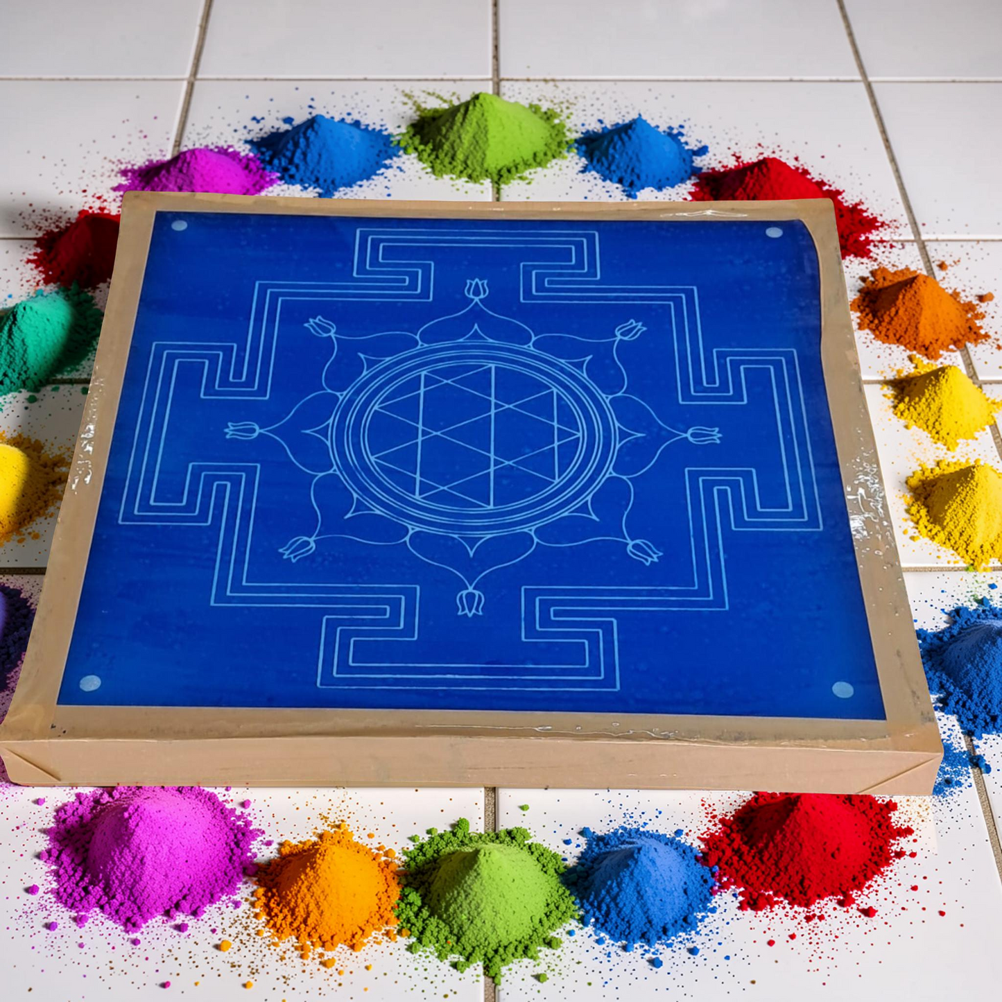 Rangly Jumbo Durga Mandala Yantra Rangoli Stencil Wooden 25x25 Inches Pack of 1 piece