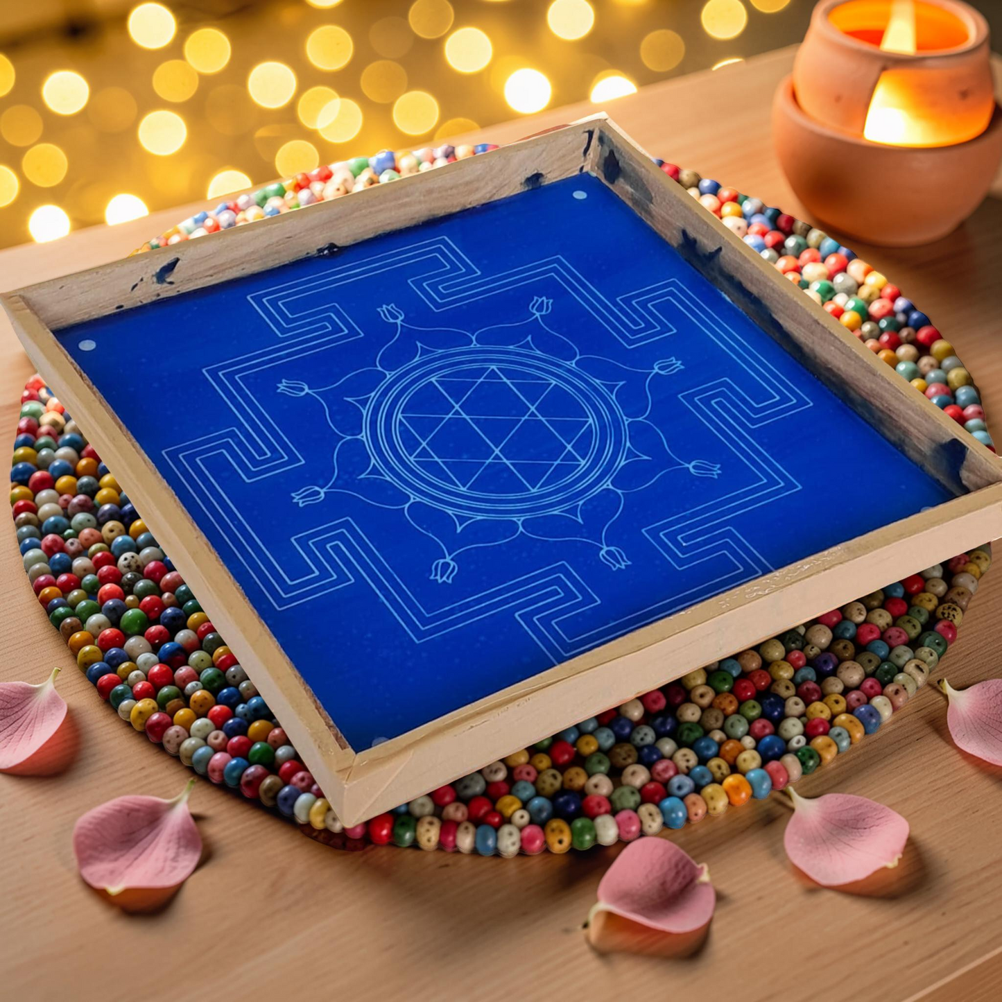Rangly Jumbo Durga Mandala Yantra Rangoli Design Stencil Wooden 30x30 Inches Pack of 1 piece