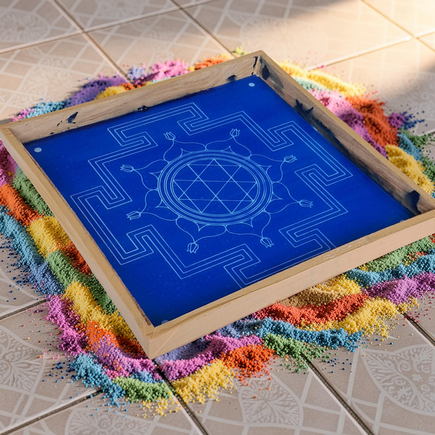 Rangly Jumbo Durga Mandala  Yantra Rangoli Design Stencil Wooden 24x24 Inches Pack of 1 piece