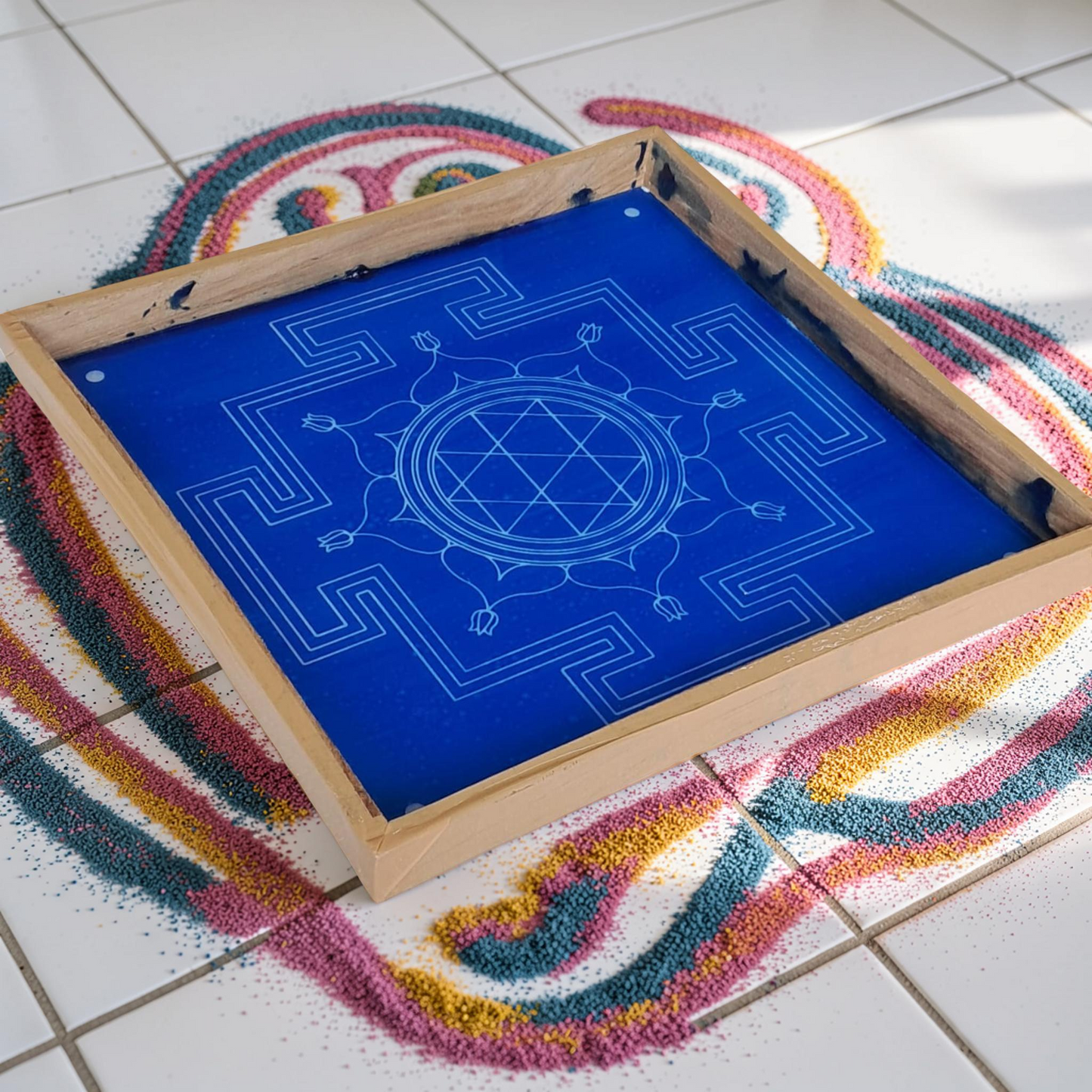 Rangly Jumbo Durga Mandala Yantra Rangoli Design Stencil Wooden 20x20 Inches Pack of 1 piece