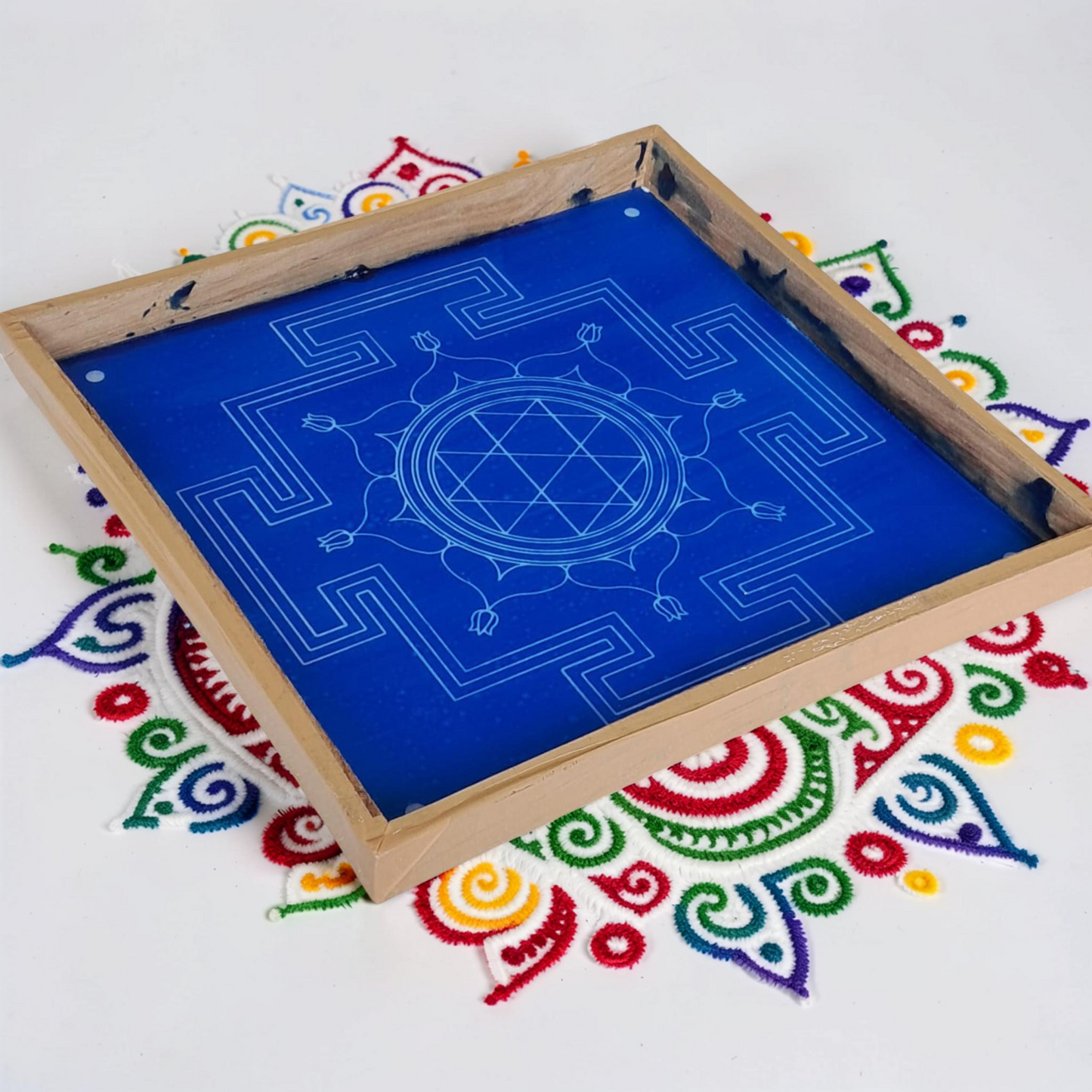 Rangly Jumbo Durga Mandala Yantra Rangoli Design Stencil Wooden 16x16 Inches Pack of 1 piece