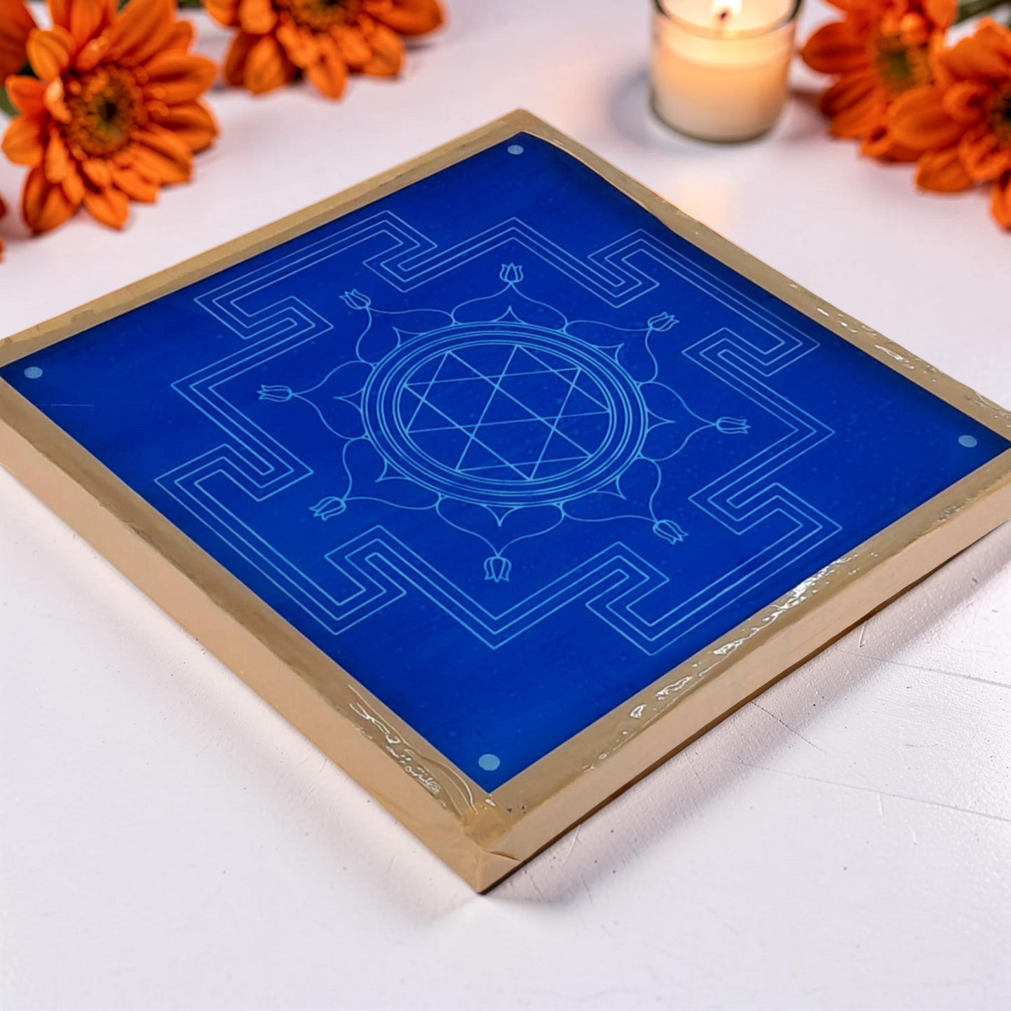 Rangly Jumbo Durga Mandala Yantra Rangoli Stencil Wooden 25x25 Inches Pack of 1 piece