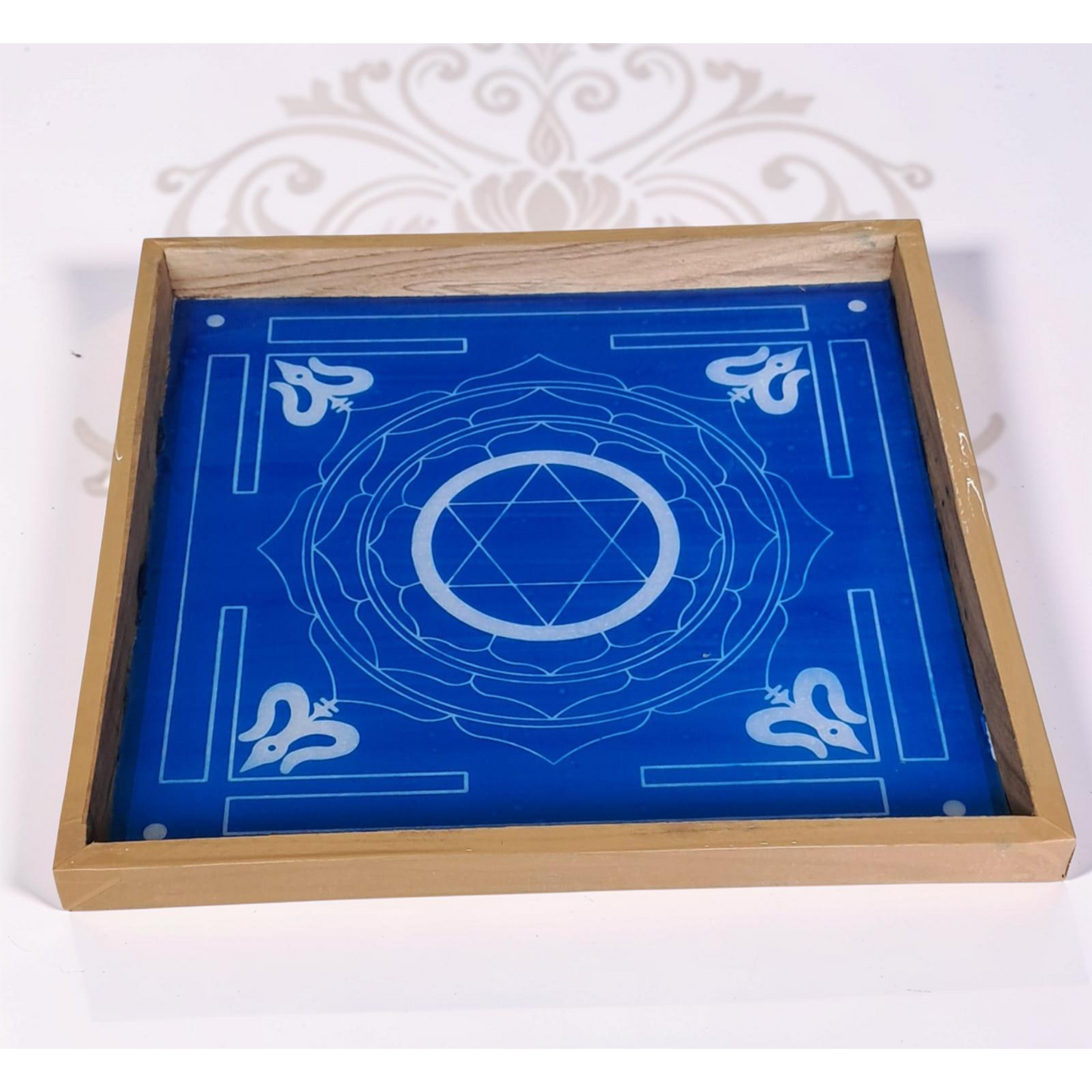 Rangly Jumbo Maha Mrityunjaya Yantra Rangoli Design Stencil Wooden 13x13 Inches Pack of 1 piece