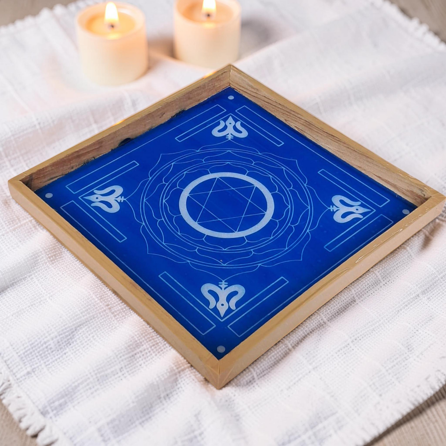 Rangly Jumbo Maha Mrityunjaya Yantra Rangoli Design Stencil Wooden 16x16 Inches Pack of 1 piece