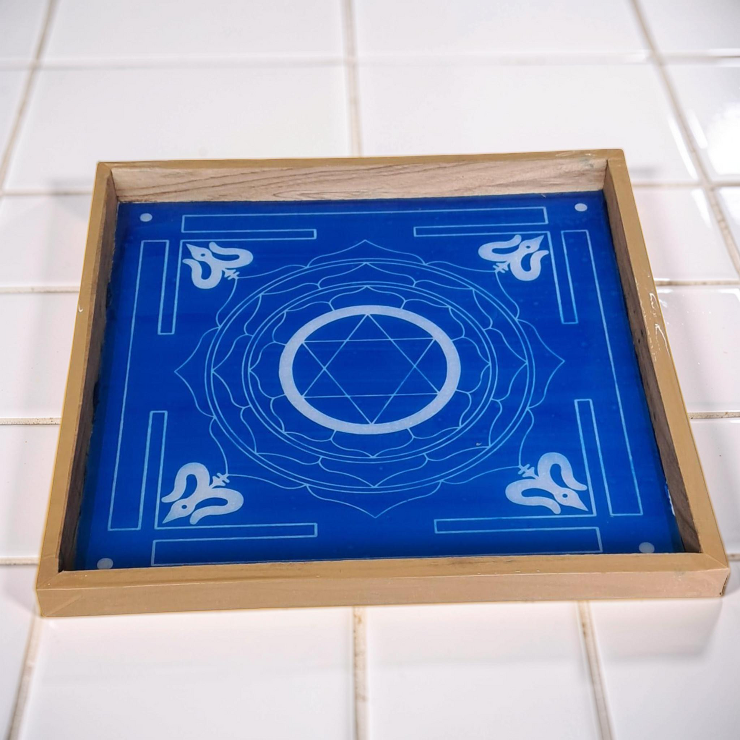 Rangly Jumbo Maha Mrityunjaya Yantra Rangoli Design Stencil Wooden 20x20 Inches Pack of 1 piece