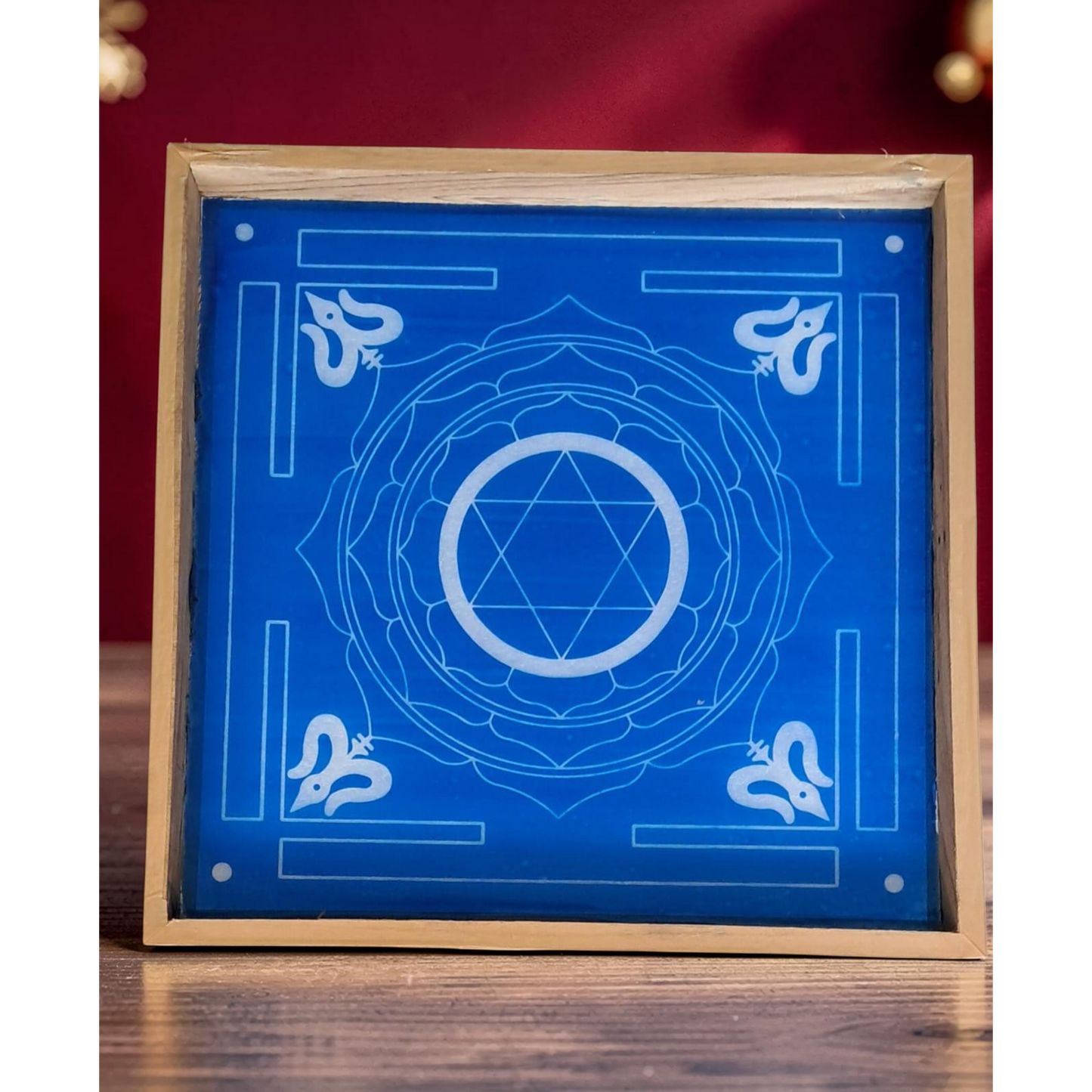 Rangly Jumbo Maha Mrityunjaya Yantra Rangoli Design Stencil Wooden 13x13 Inches Pack of 1 piece