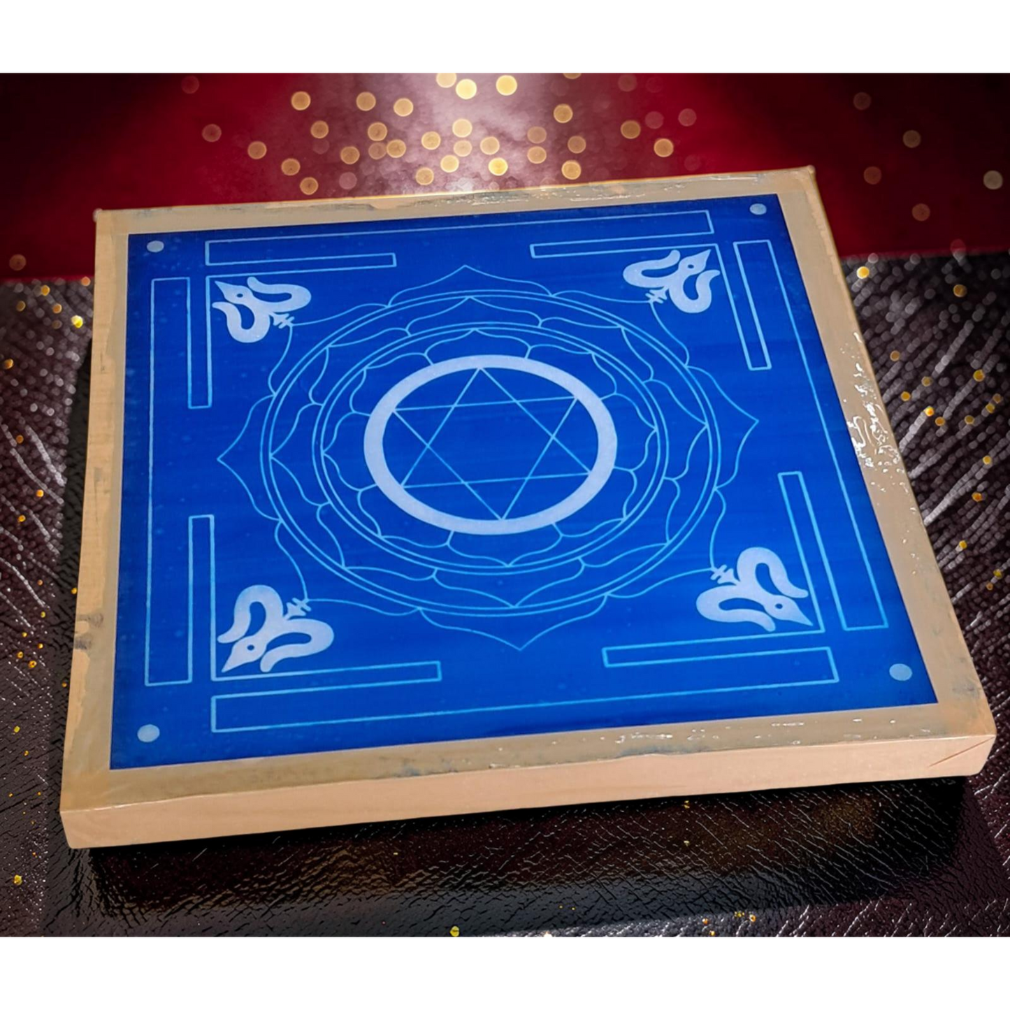 Rangly Jumbo Maha Mrityunjaya Yantra Rangoli Design Stencil Wooden 13x13 Inches Pack of 1 piece