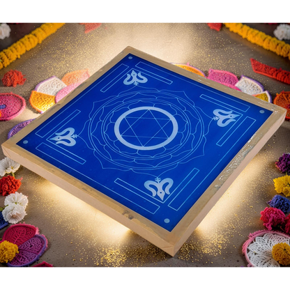 Rangly Jumbo Maha Mrityunjaya Yantra Rangoli Design Stencil Wooden 13x13 Inches Pack of 1 piece