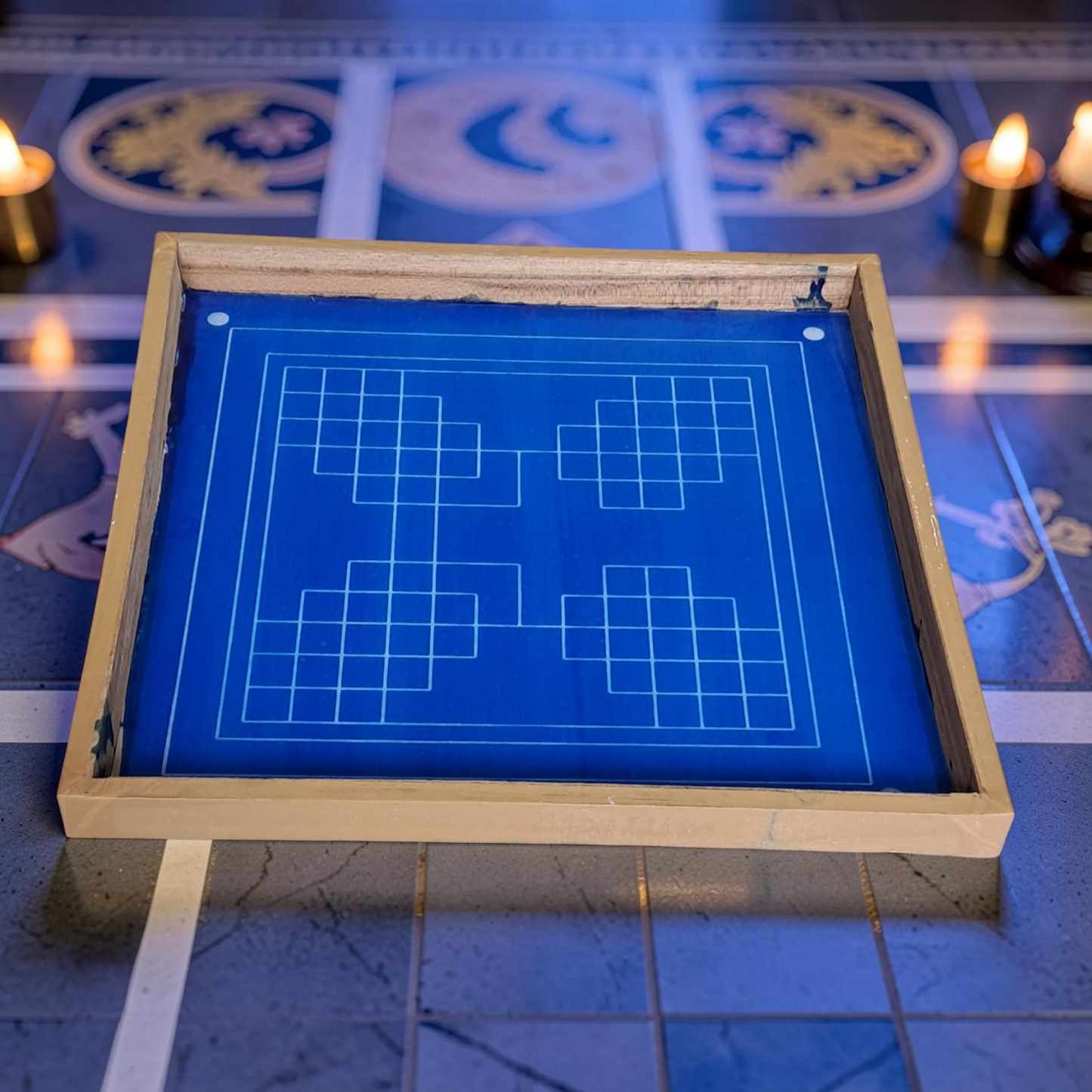 Rangly Eka lingato bhadra Mandal Yantra Rangoli Design Stencil Wooden 16x16 Inches Pack of 1 piece