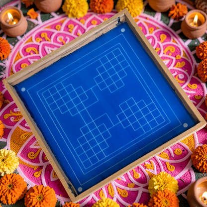 Rangly Eka lingato bhadra Mandal Yantra Rangoli Design Stencil Wooden 13x13 Inches Pack of 1 piece
