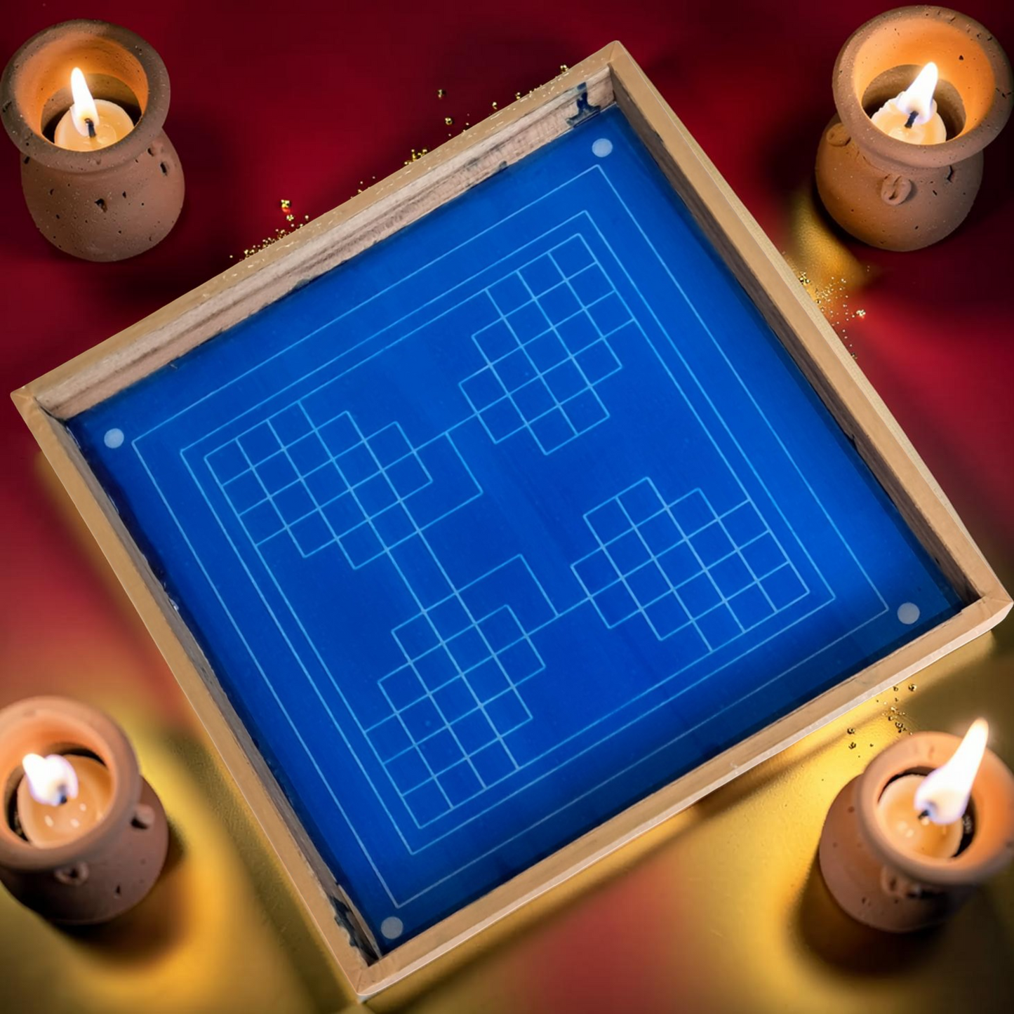 Rangly Eka lingato bhadra Mandal Yantra Rangoli Design Stencil Wooden 30x30 Inches Pack of 1 piece