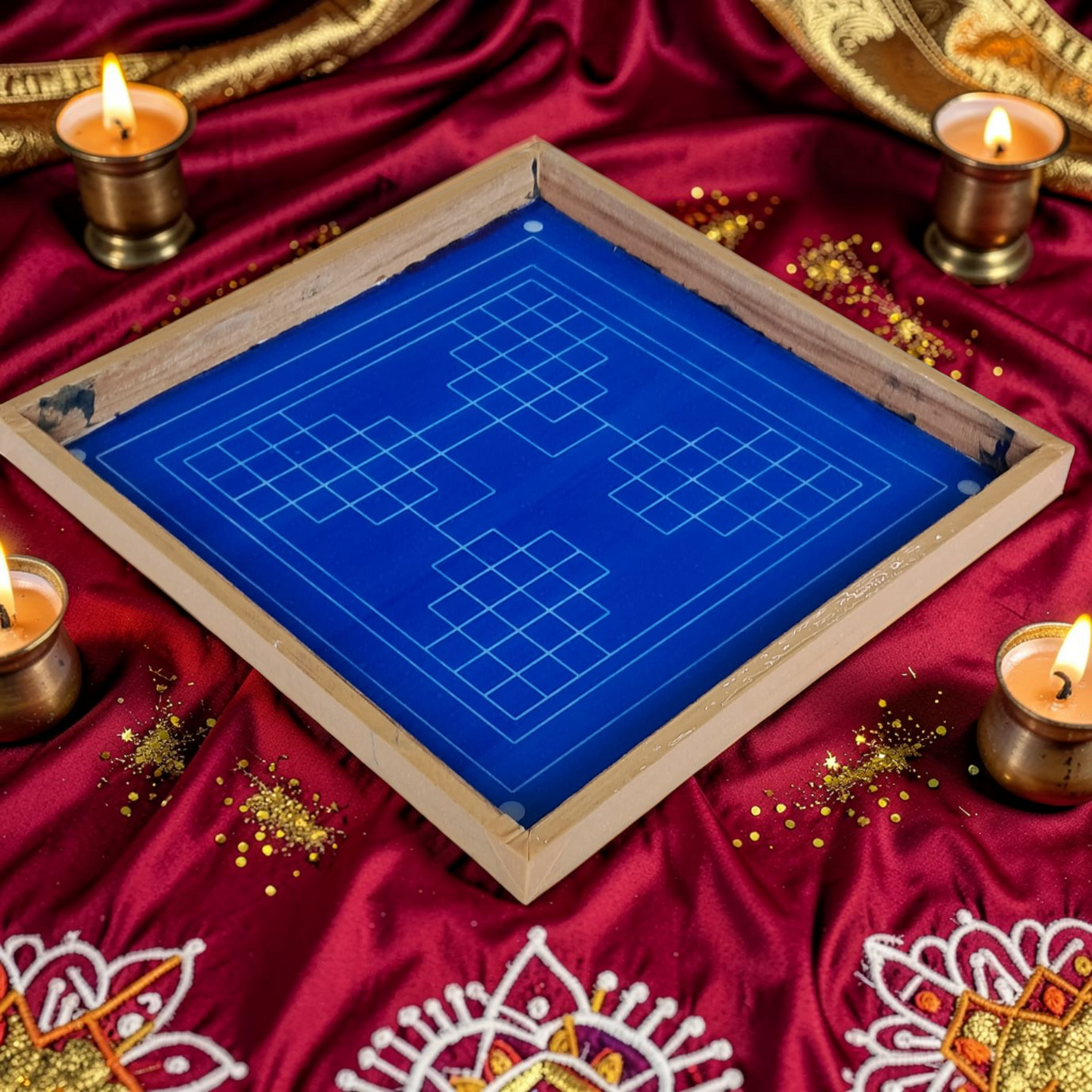 Rangly Eka lingato bhadra Mandal Yantra Rangoli Design Stencil Wooden 20x20 Inches Pack of 1 piece