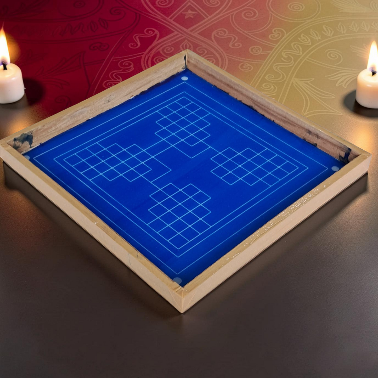 Rangly Eka lingato bhadra Mandal Yantra Rangoli Design Stencil Wooden 30x30 Inches Pack of 1 piece