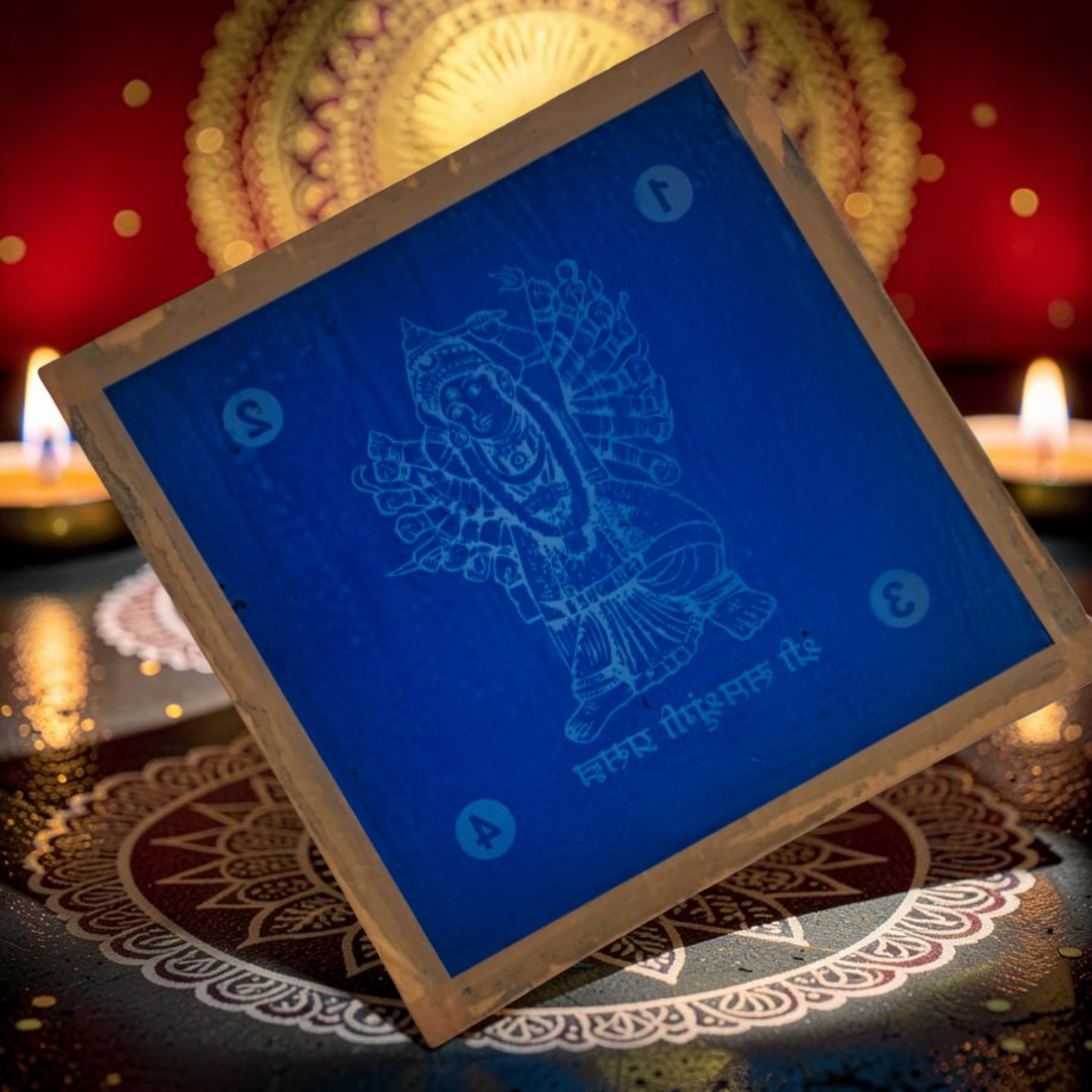 Rangly  Goddess Durga  Rangoli Design Stencil Wooden 10x10 Inches Pack of 1 piece