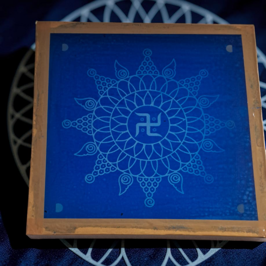 Rangly  Swasthik Model 1  Rangoli Design Stencil Wooden 10x10 Inches Pack of 1 piece