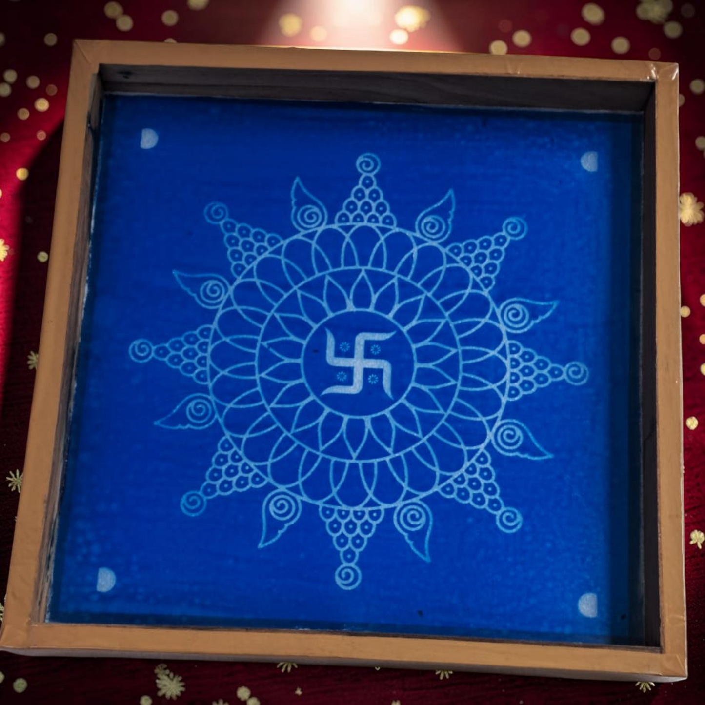 Rangly  Swasthik Model 1  Rangoli Design Stencil Wooden 10x10 Inches Pack of 1 piece