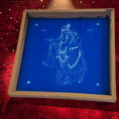 Rangly Radhe Krishna Rangoli Design Stencil Wooden 10x10 Inches Pack of 1 piece