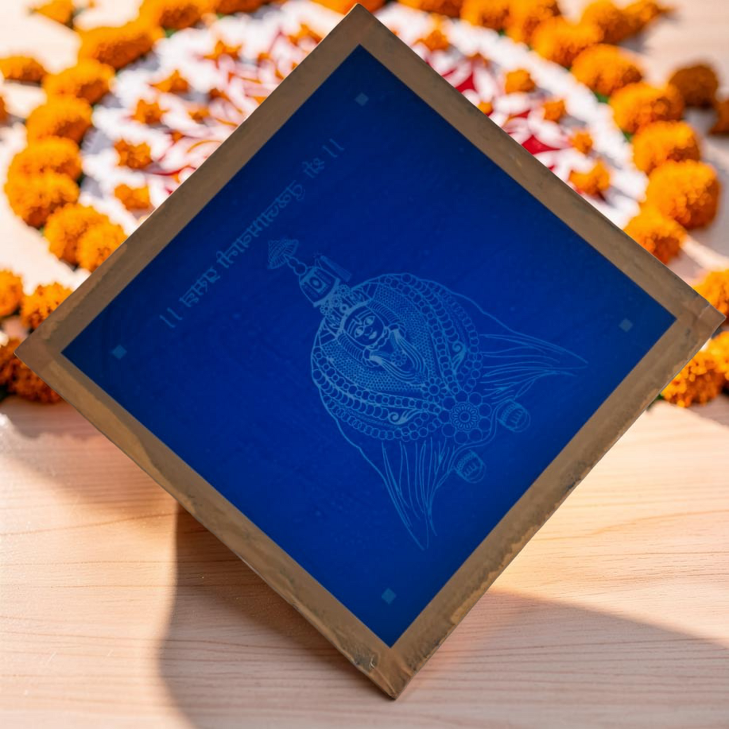 Rangly Shri Tuljabhawani Prasanna Rangoli Design Stencil Wooden 10x10 Inches Pack of 1 piece