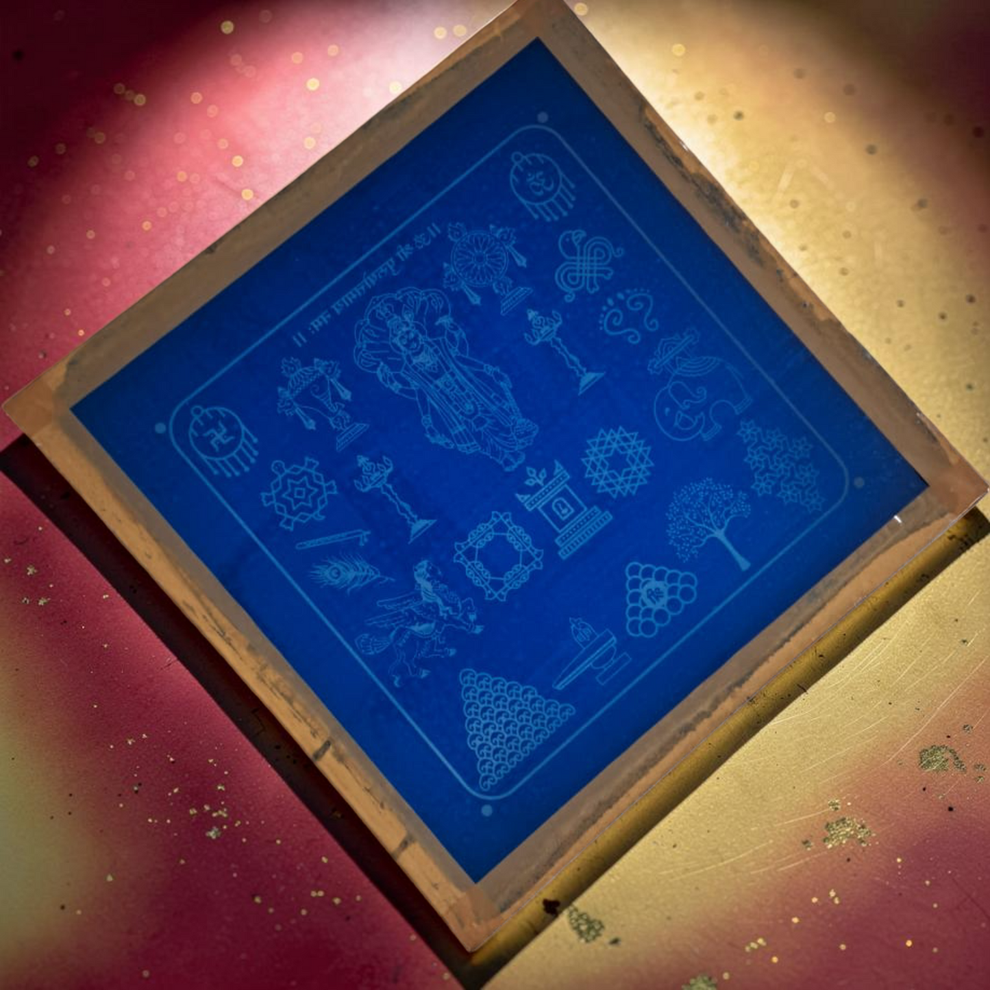 Rangly Purushottam Rangoli Design Stencil Wooden 10x10 Inches Pack of 1 piece