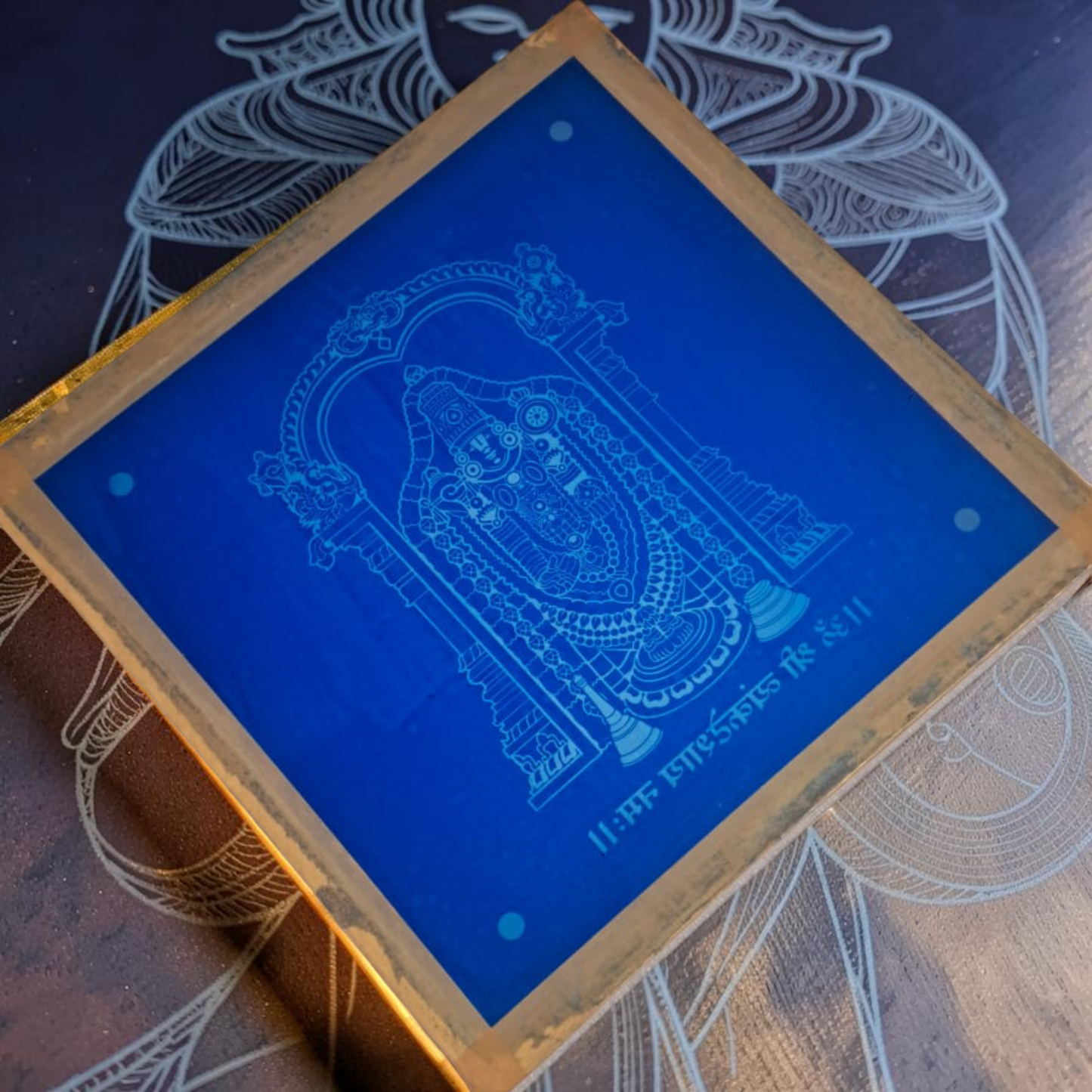 Rangly Sri Venkateshwara Rangoli Design Stencil Wooden 10x10 Inches Pack of 1 piece