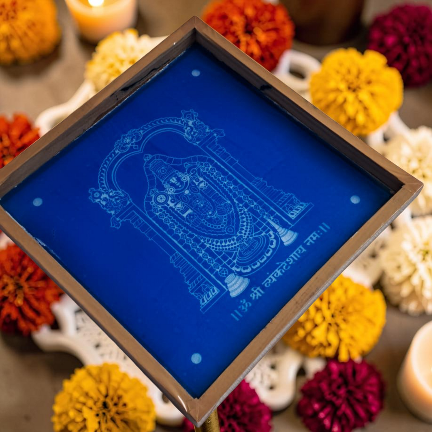 Rangly Sri Venkateshwara Rangoli Design Stencil Wooden 10x10 Inches Pack of 1 piece